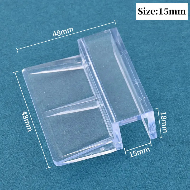 Klare Acrylglas-Deckklemmen mit einer Größe von 15 mm und Abmessungen bis zu 48 mm