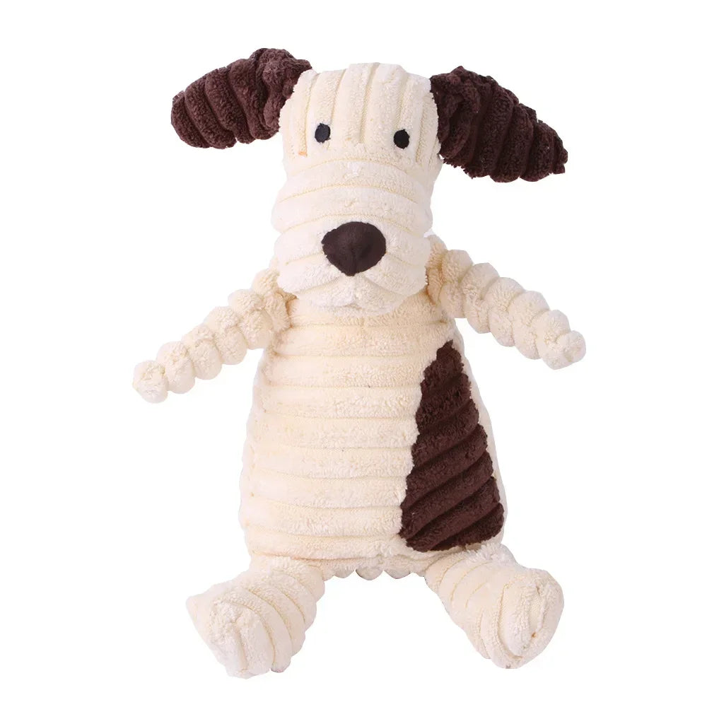 Corduroy Squeaky Plush Dog Toy - Bite-Resistant Animal Shapes