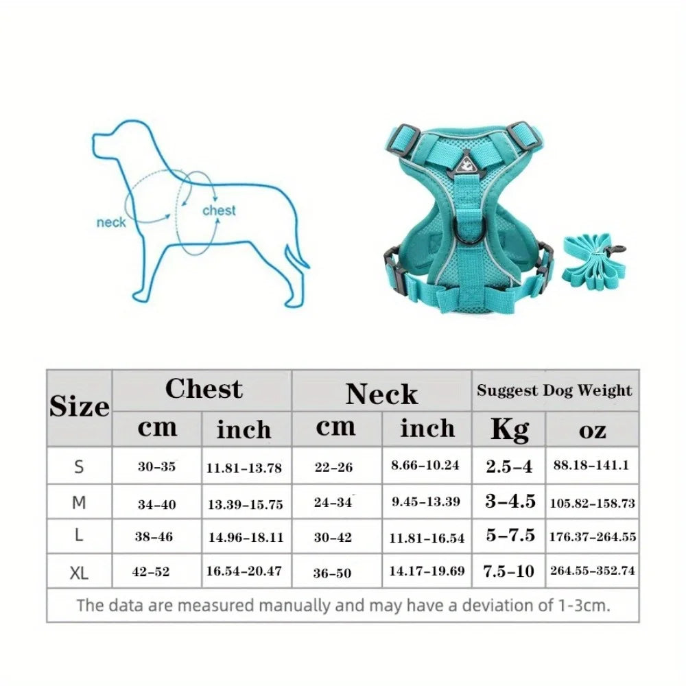 Adjustable No-Pull Dog Harness with Reflective Leash Set