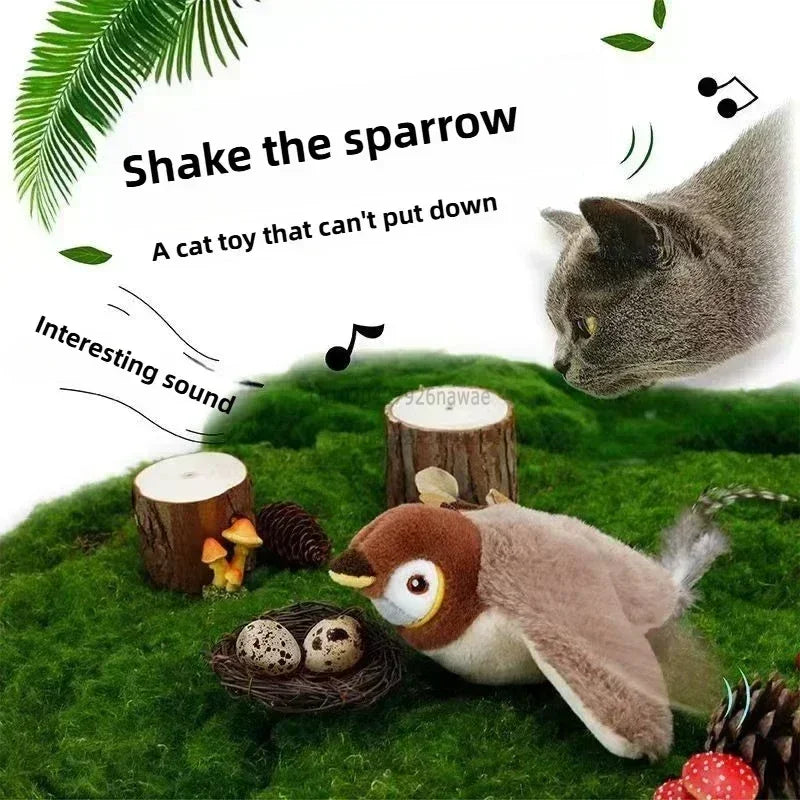 Rechargeable Chirping Bird Cat Toy with Catnip