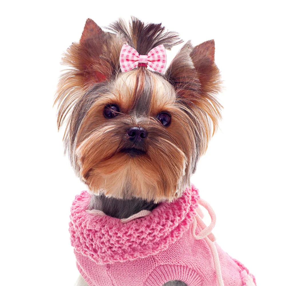 Pink Bow Hair Clips for Small Dogs - Pet Grooming Accessories (10 Pack)