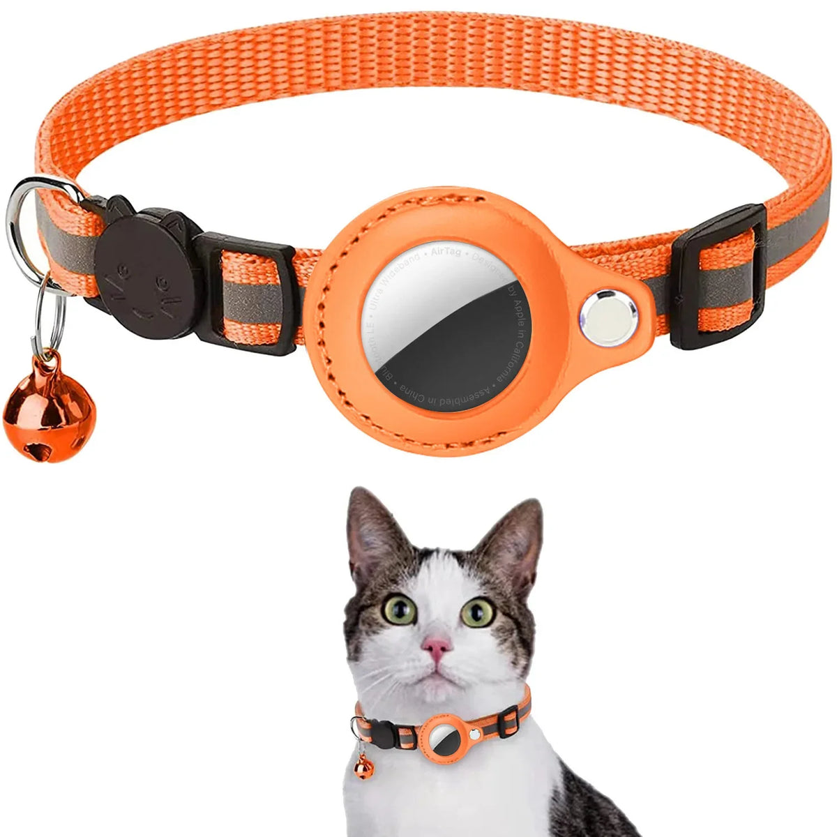 Breakaway Cat Collar with AirTag Holder and Reflective Strips