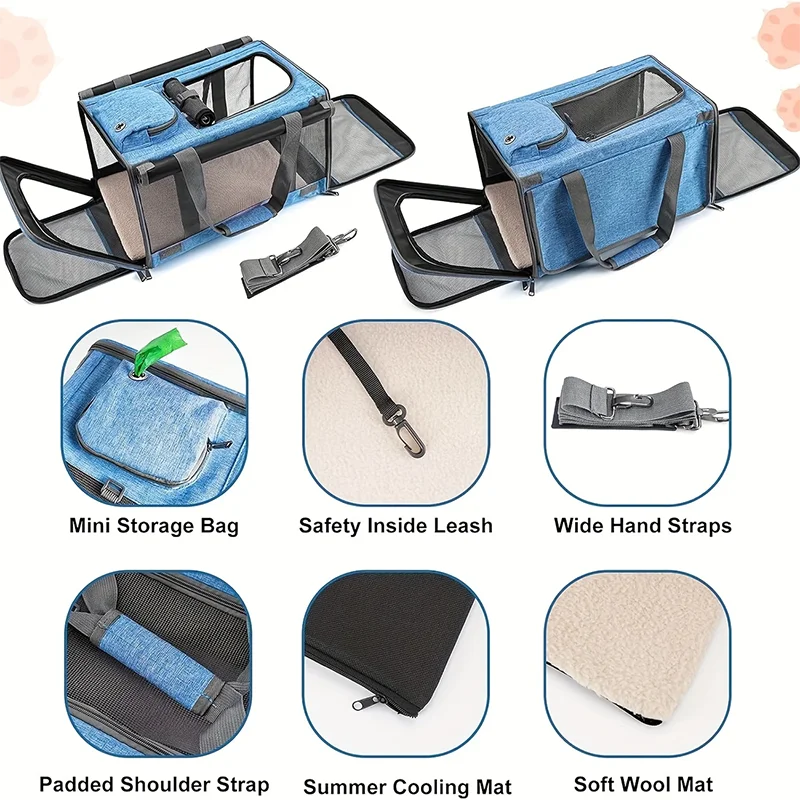Breathable Mesh Cat & Small Dog Travel Carrier Bag