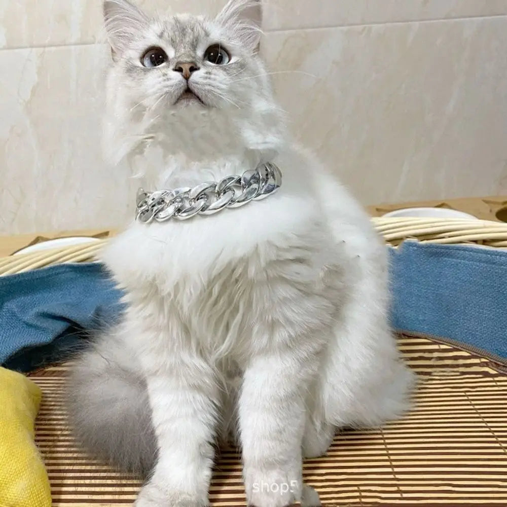 Adjustable Gold Chain Pet Necklace for Cats and Dogs