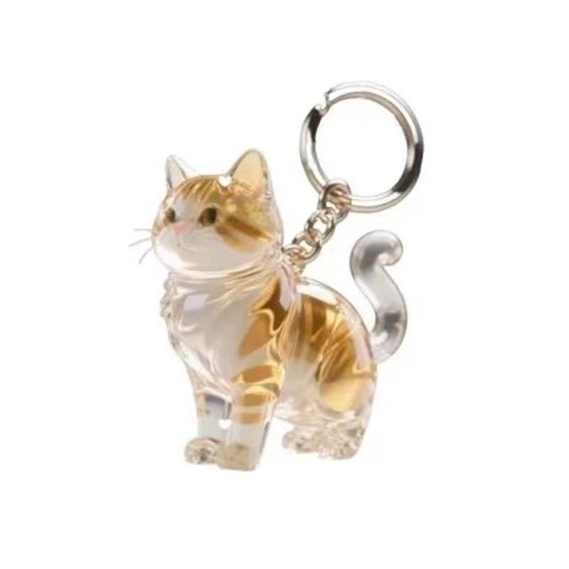 Klares Glas-Katzen-Charm-Anhänger-Set für Paare mit gestreiftem Katzendesign