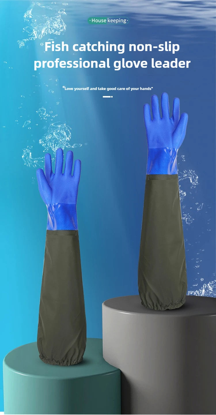 Extended Waterproof Rubber Gloves for Dishwashing, Car Washing & Labor Tasks