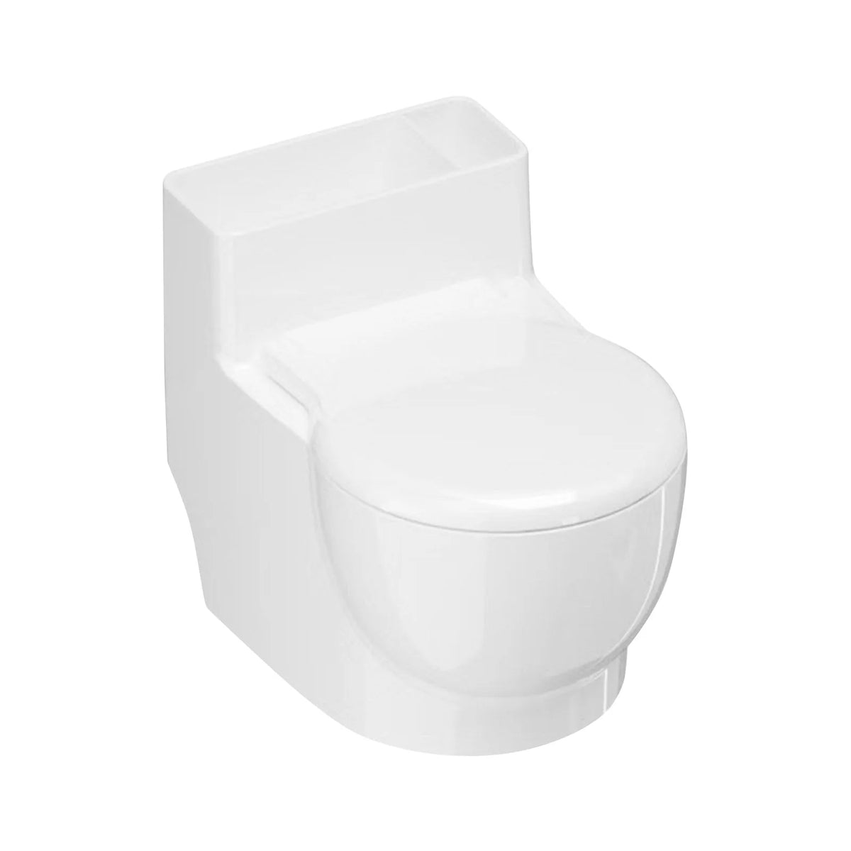 A white toilet-shaped cat water bowl with a lid.