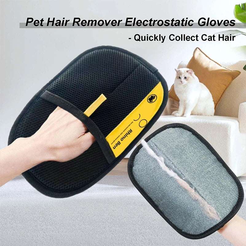 Electrostatic Pet Hair Removal Gloves for Cats and Dogs