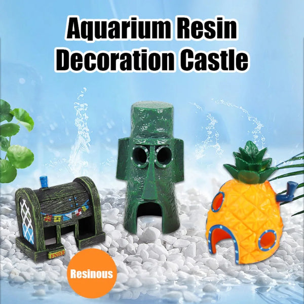 Aquarium Resin Decorations: Pineapple House and Octopus Home