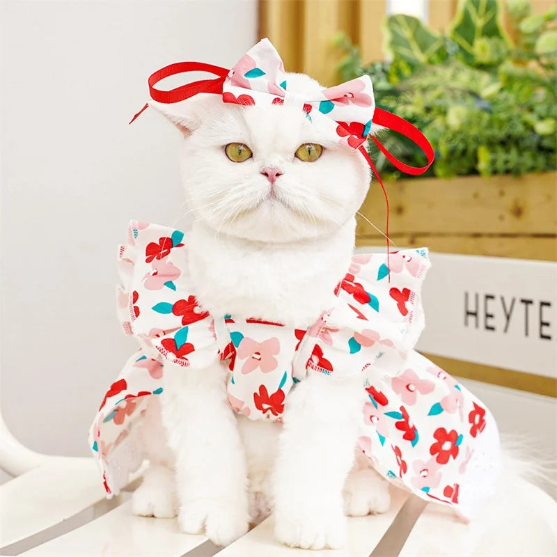 Floral Summer Princess Dress for Small Dogs and Cats