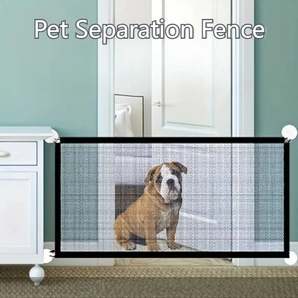 Foldable Mesh Pet Gate with Hooks for Doorways and Stairs