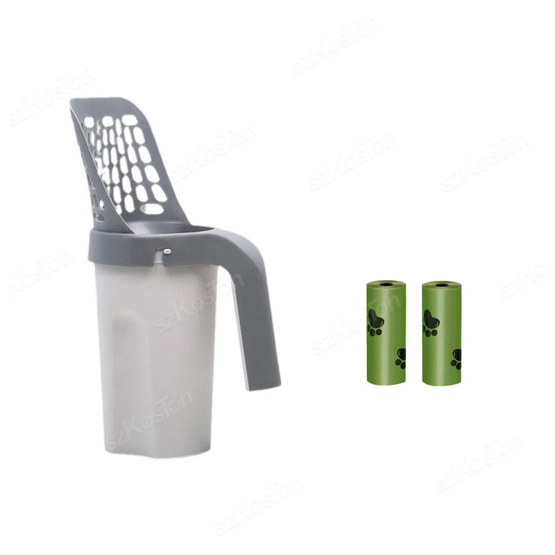 Cat Litter Scoop with Built-in Waste Bag Holder