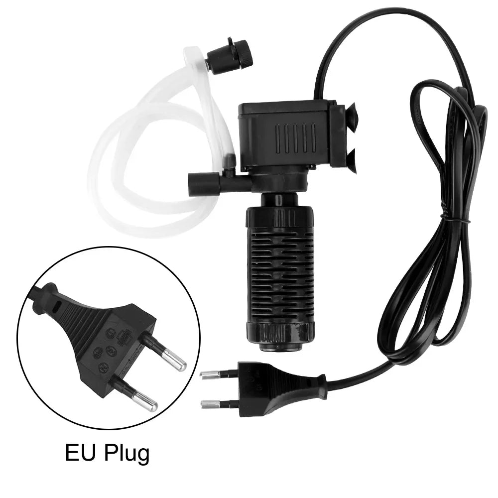 Compact Submersible Aquarium Filter with Oxygen Pump