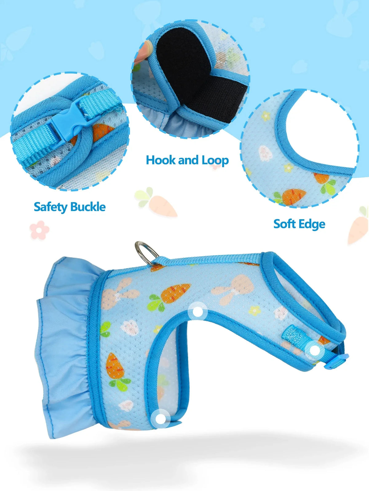 Adjustable Mesh Harness with Leash for Small Pets