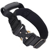 Black tactical dog collar with a nylon strap and buckle, shown from the side.