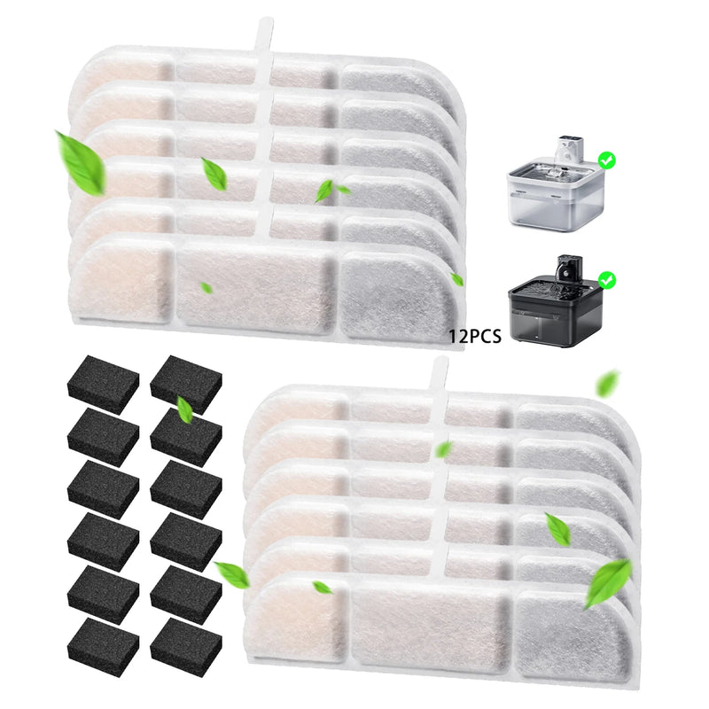 6/12 Pack Cat Water Fountain Filter Replacements