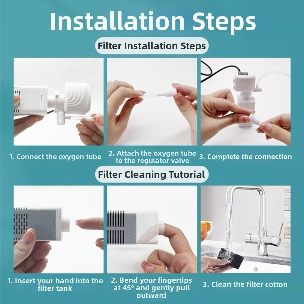 3-in-1 Aquarium Filter Pump with Adjustable Flow & Quiet Operation