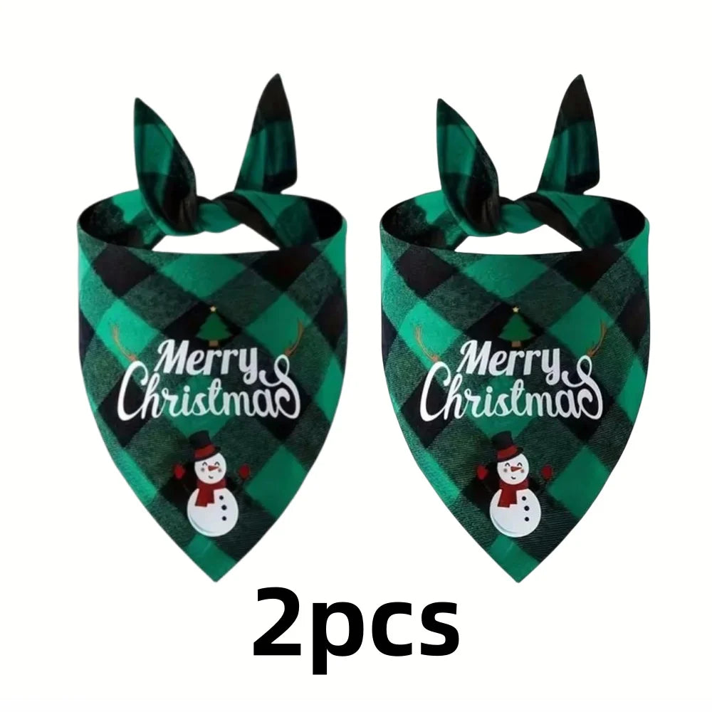 Christmas Triangle Dog Bandana Scarf with Adjustable Fit