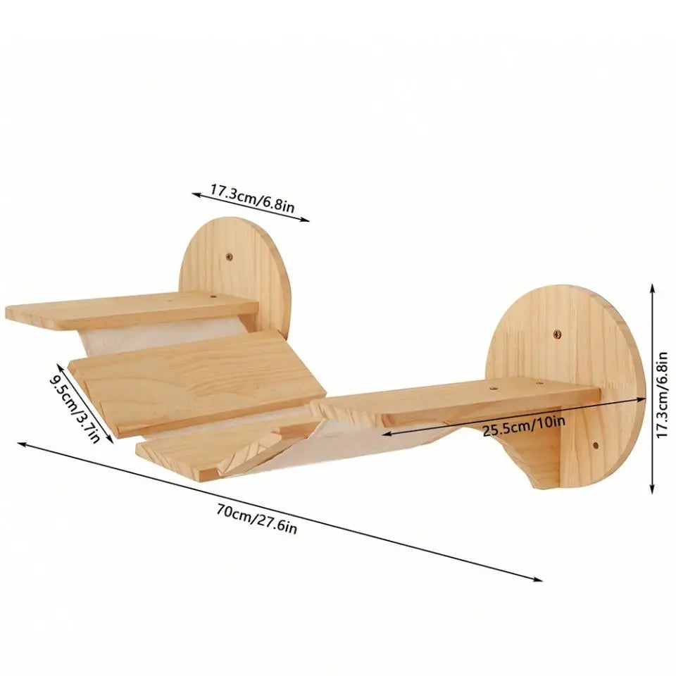 Wall-Mounted Cat Climbing Shelf Set with Hammock and Scratching Posts