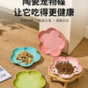 Ceramic Pet Bowl with Wood Stand – Elegant Bow Knot Design