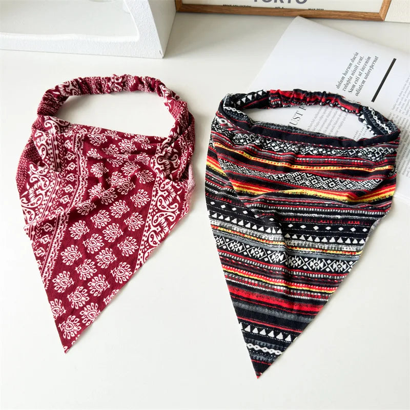 Boho Floral Print Cotton Triangle Hair Bandanas