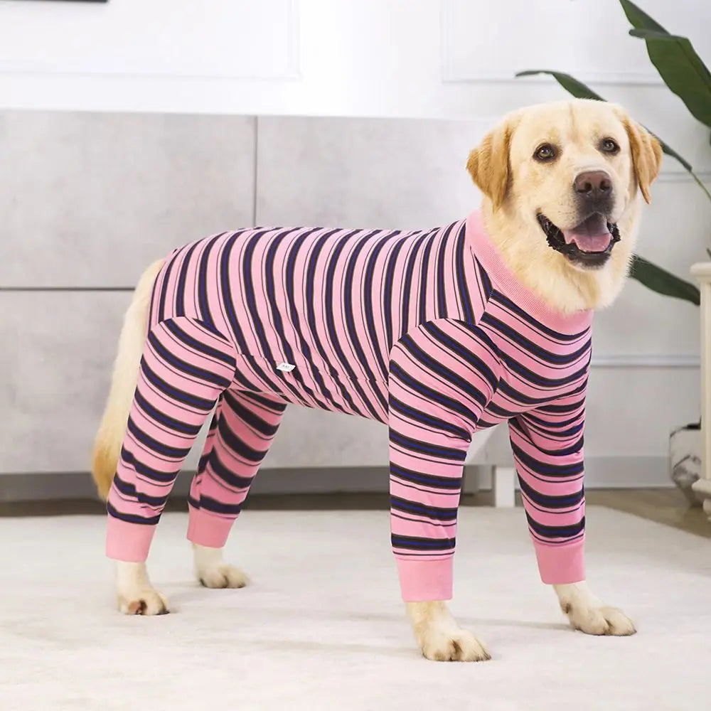 Striped Four-Leg Dog Pajama Jumpsuit