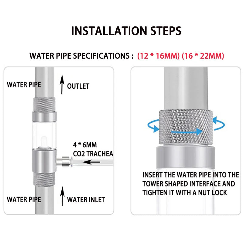 Diffuseur CO2 en aluminium pour aquariums