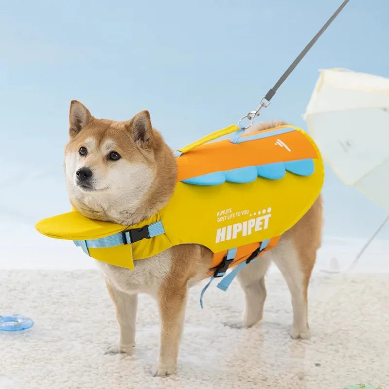 Adjustable Dog Life Jacket with Reflective Trim for Swimming and Water Safety