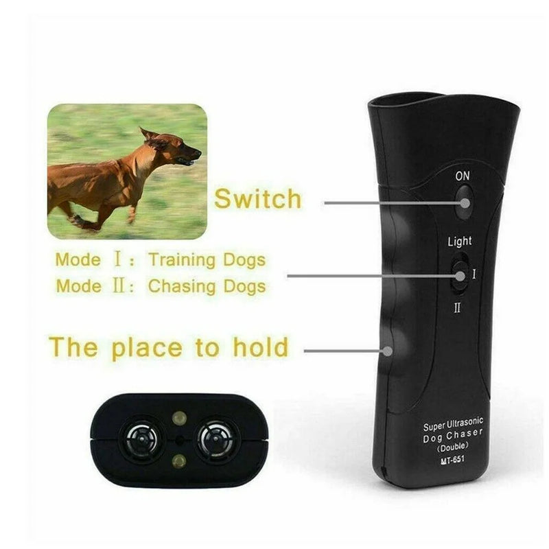 Dog Training Device With Ultrasonic And Laser Bark Deterrent