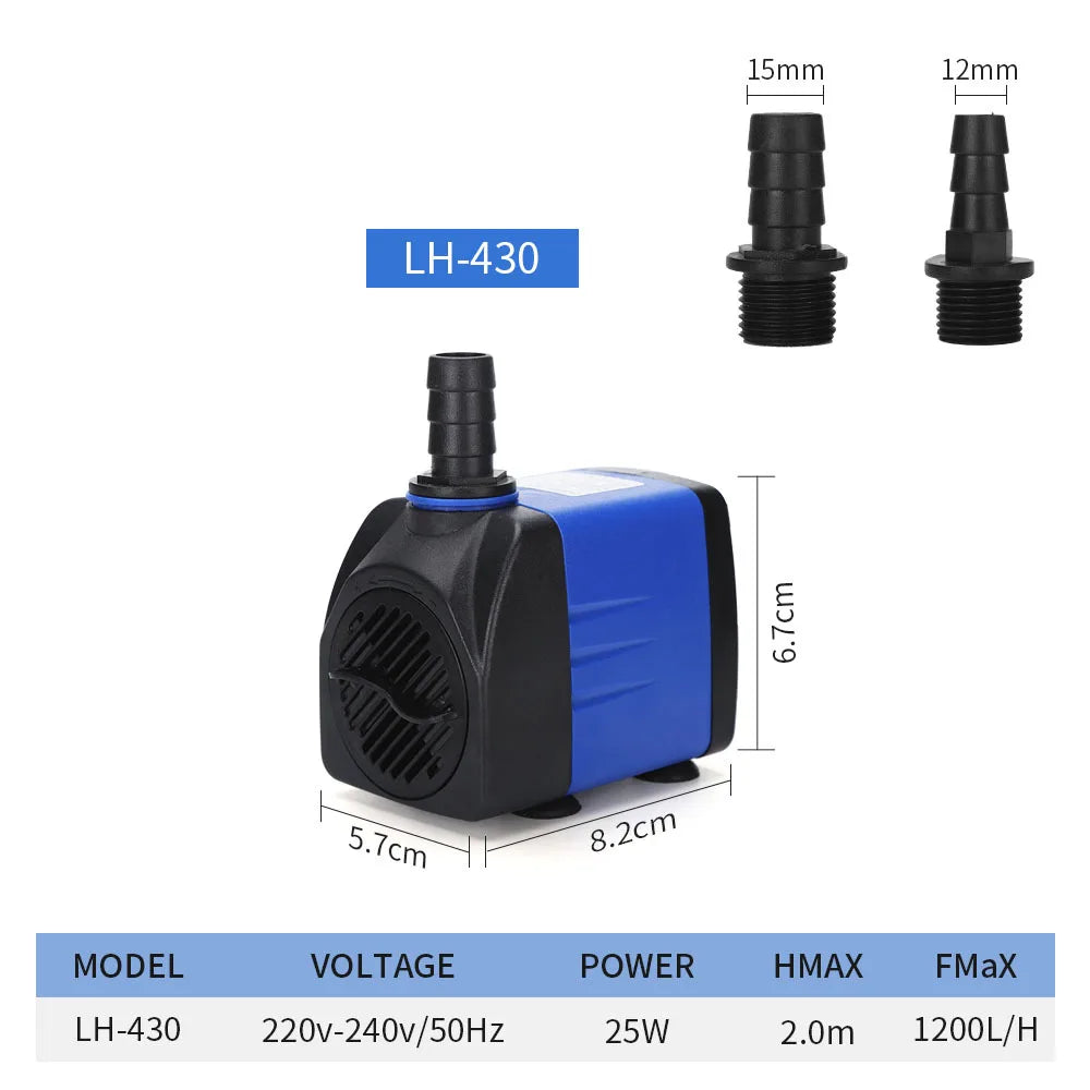 Quiet Mini Submersible Pump for Aquariums, Fountains & Waterfalls