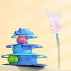 Interactive Cat Turntable Toy with Feather Wand and Rolling Ball