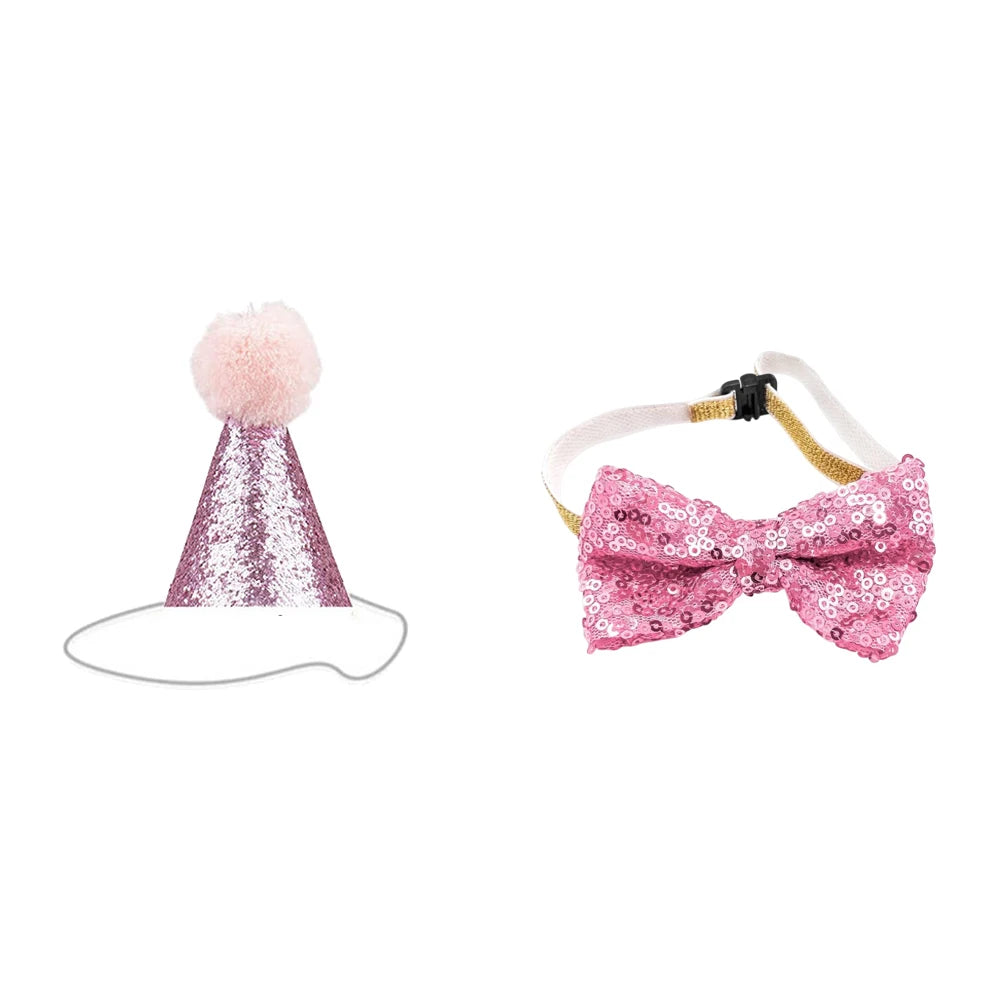 Pet Birthday Celebration Set with Hat Bandana and Bow Tie