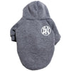 A gray cozy fleece pet hoodie for dogs with a New York Yankees logo on the chest.