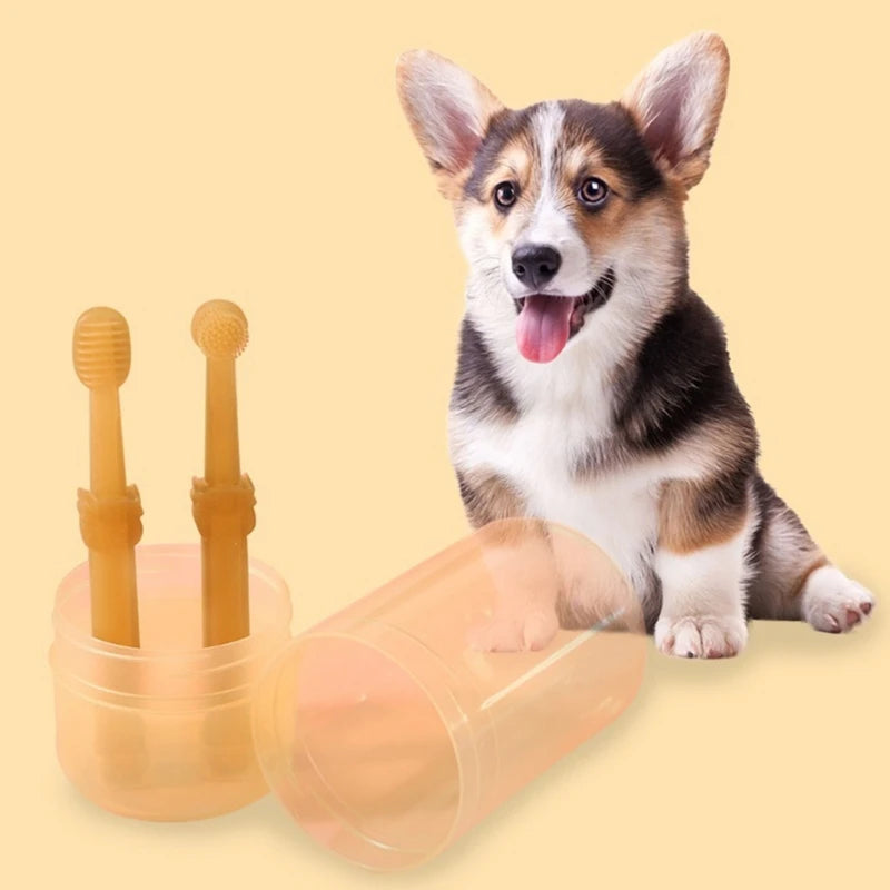 Silicone Pet Toothbrush Set for Cats and Dogs – 360° Dental Cleaning