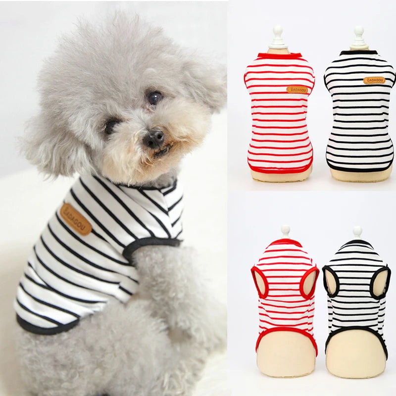 Striped Sleeveless Pet Vest for Small Dogs and Cats