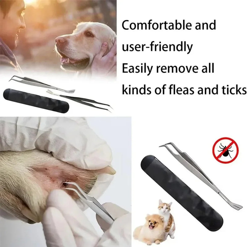Quitamigas y Garrapatas de Acero Inoxidable para Mascotas