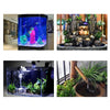 Various images showing a submersible aquarium water pump and decorative water features.