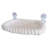 White fluffy cat window perch hammock with suction cups for a cat