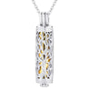 Stainless steel cylinder cremation urn necklace featuring a detailed tree design for memorial keepsakes