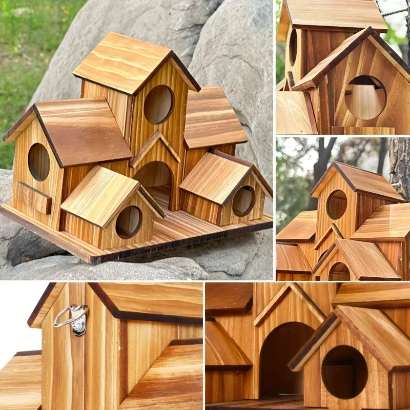 Handcrafted Wooden Bird House with Waterproof Finish