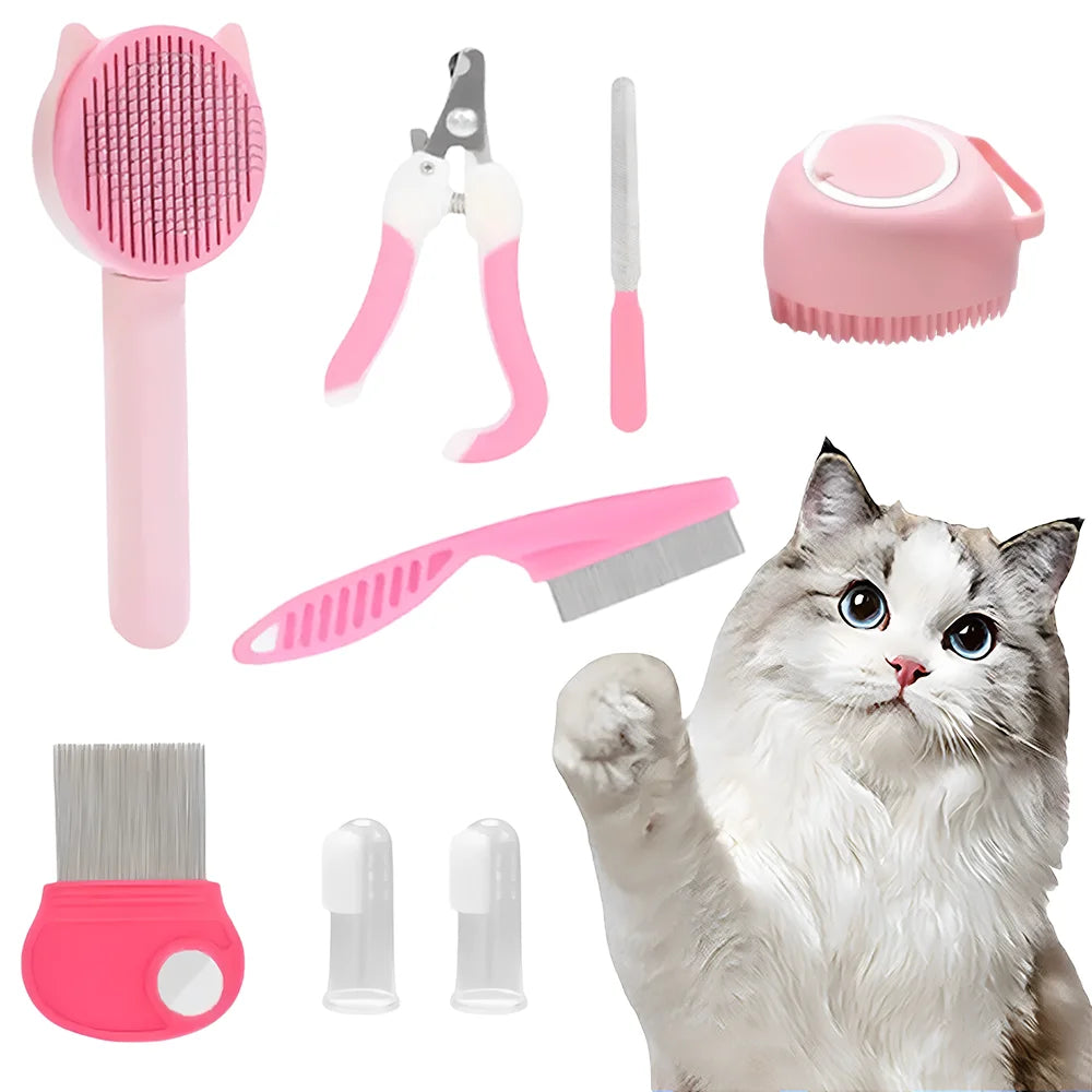 Complete Pet Grooming Kit with Nail Clipper and Detangling Brush