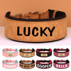 Wide Personalized PU Leather Dog Collar With Custom Name Tag