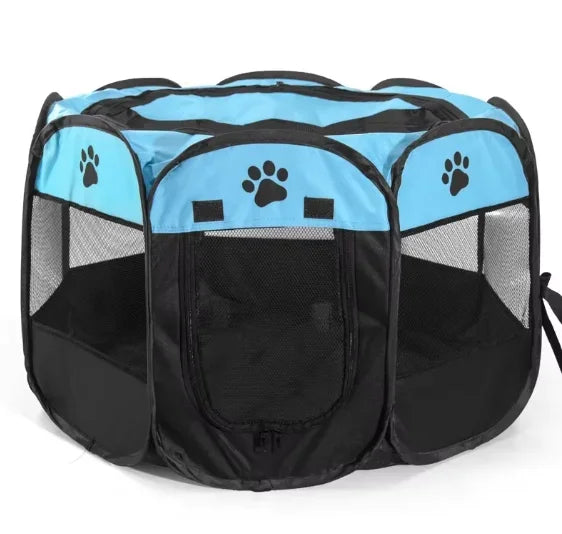 Foldable Oxford Cloth Pet Playpen with Mesh Roof