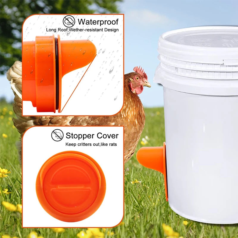 Automatic Gravity Poultry Feeder Kit - Rainproof DIY Port
