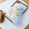Elegant dog birthday suit featuring a white shirt with happy birthday text and a rainbow colored fabric overlay