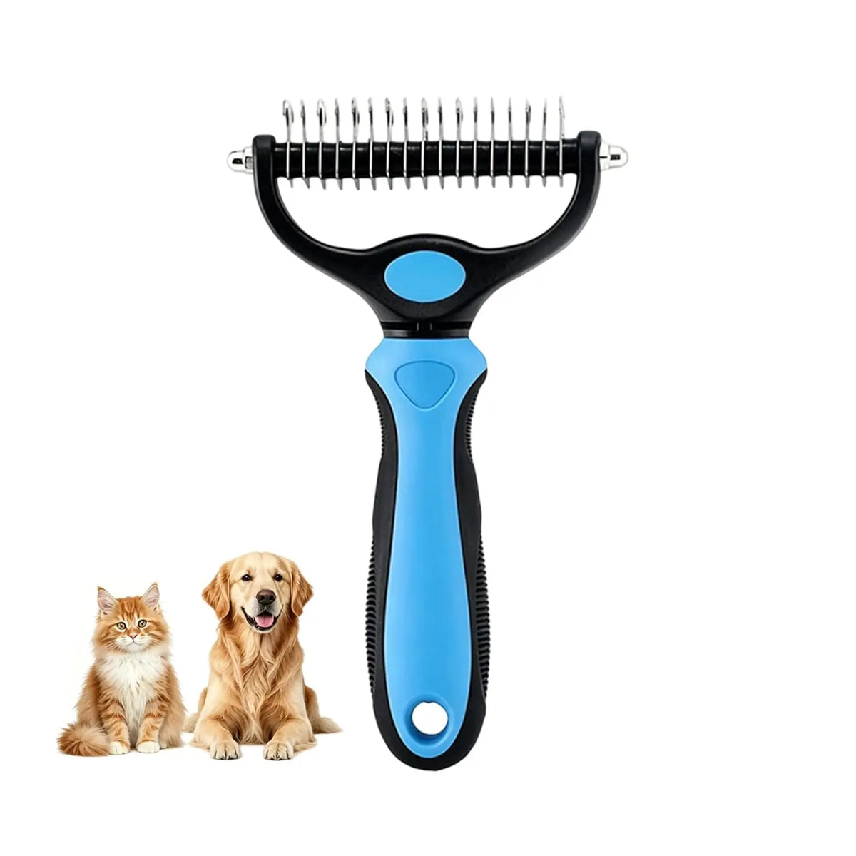 Dematting Comb for Dogs and Cats – Undercoat Rake for Long Hair, Tangles & Loose Fur
