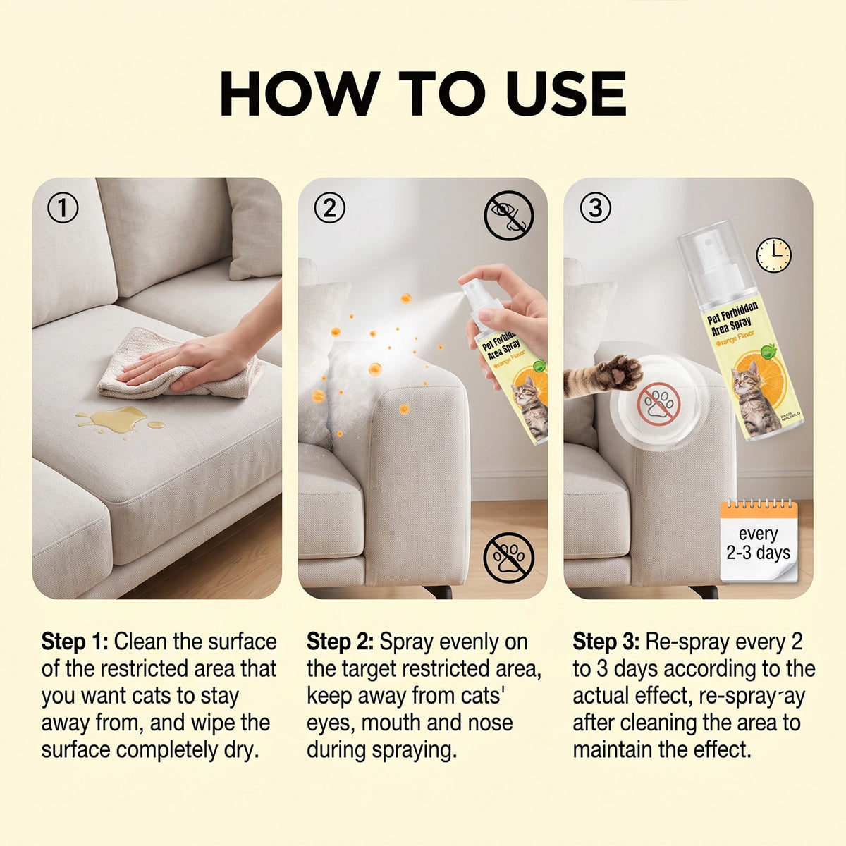 Gentle Cat Deterrent Spray for Furniture Protection