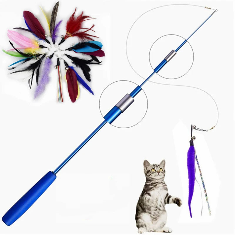 Baguette Interactive pour Chat avec Plumes et Tige Télescopique