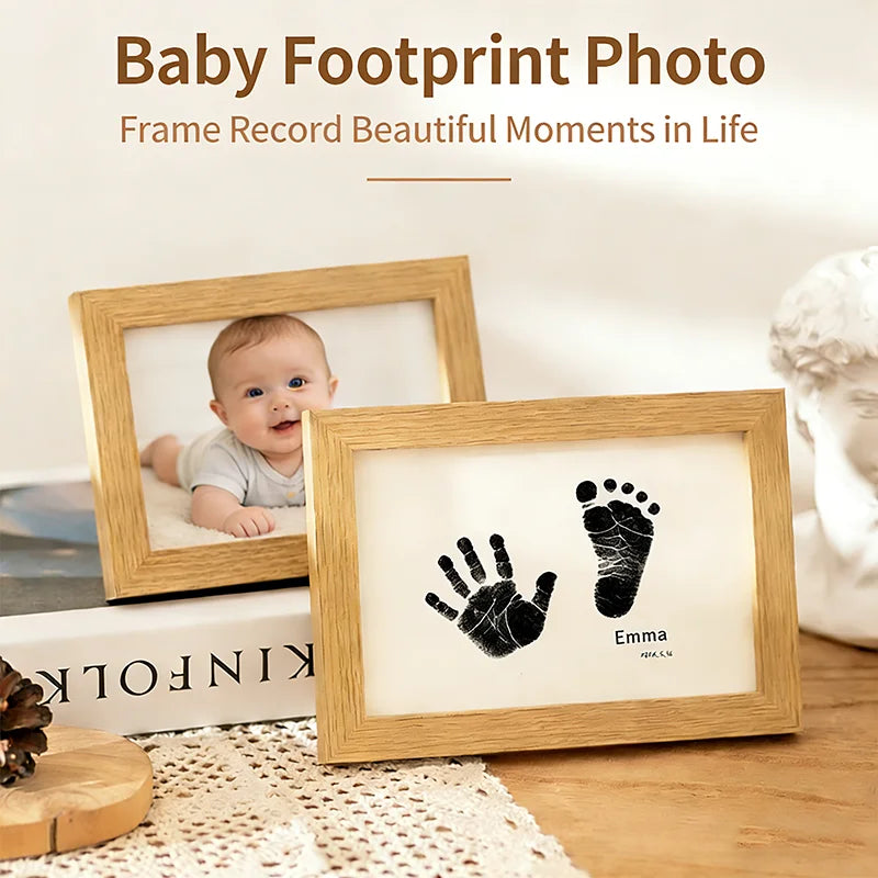 Wooden Baby Handprint & Pet Paw Print Keepsake Frame with Imprint Kit