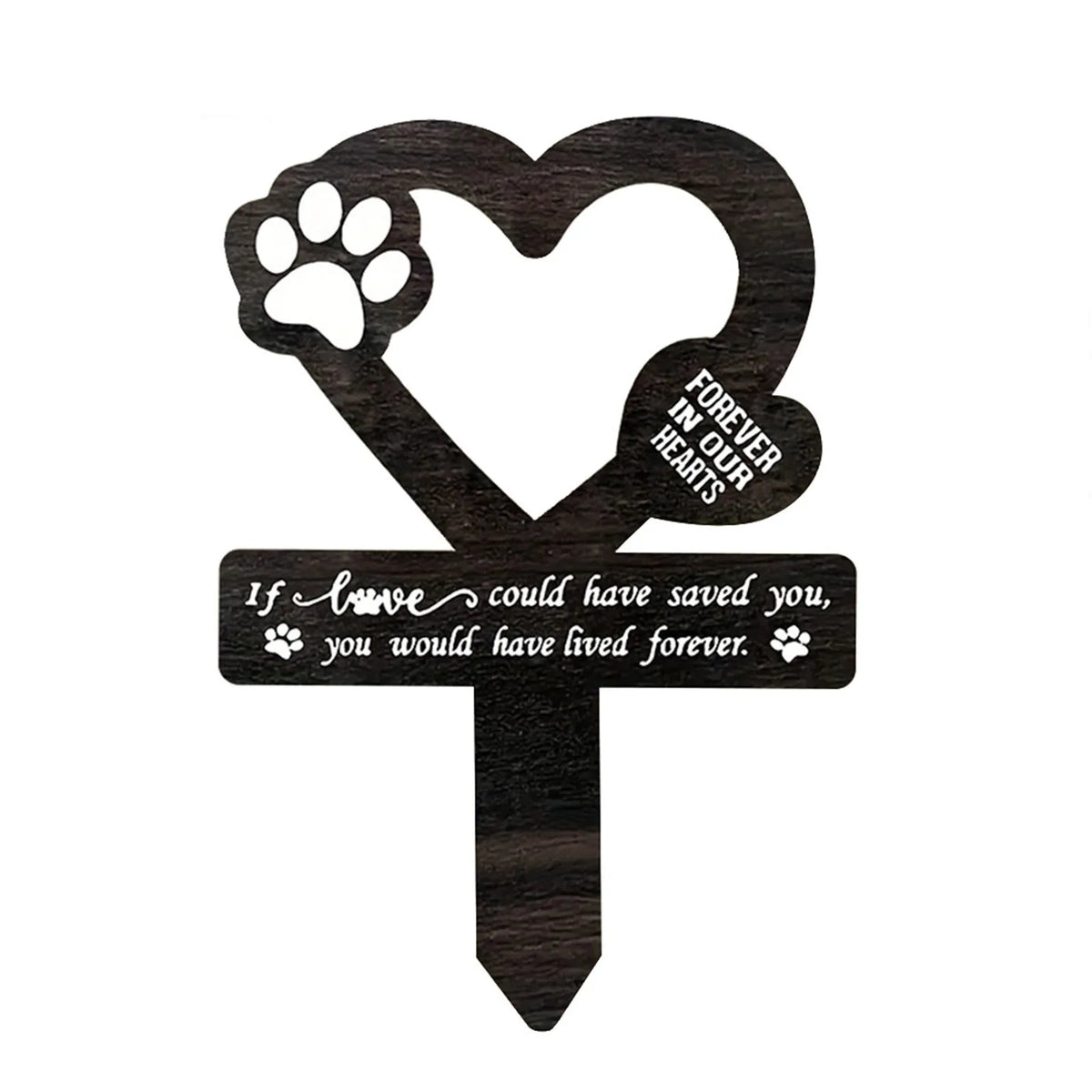 Wooden Pet Memorial Garden Stake with Paw Print
